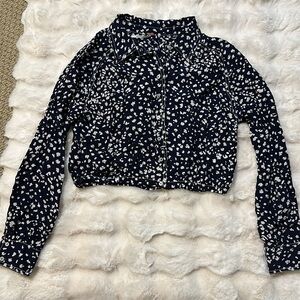 Free People Crop Top Blouse Button Down XS